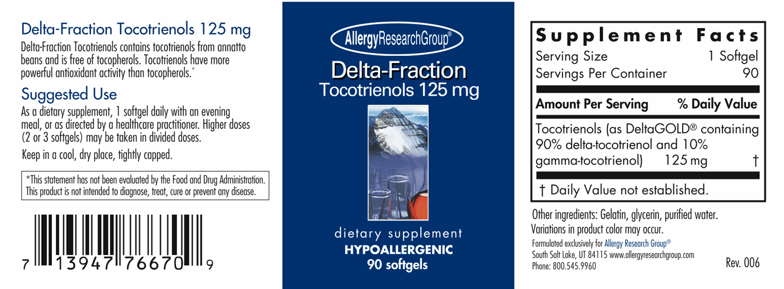 Delta-Fraction Tocotrienols 125 mg 