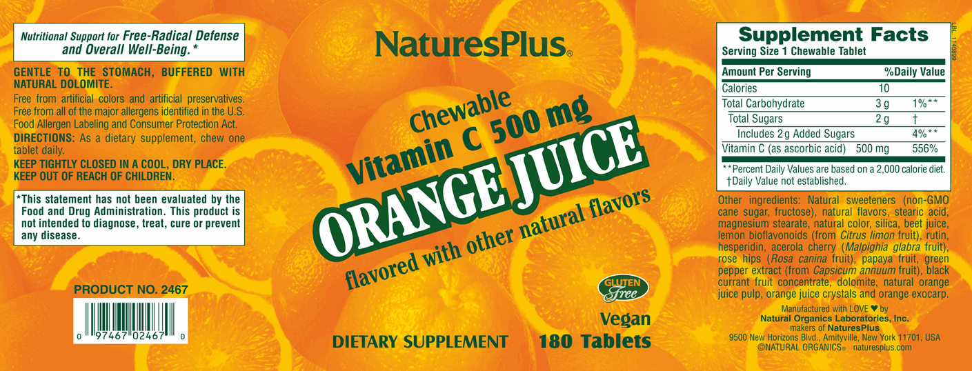 Orange Juice 500 mg Vitamin C 