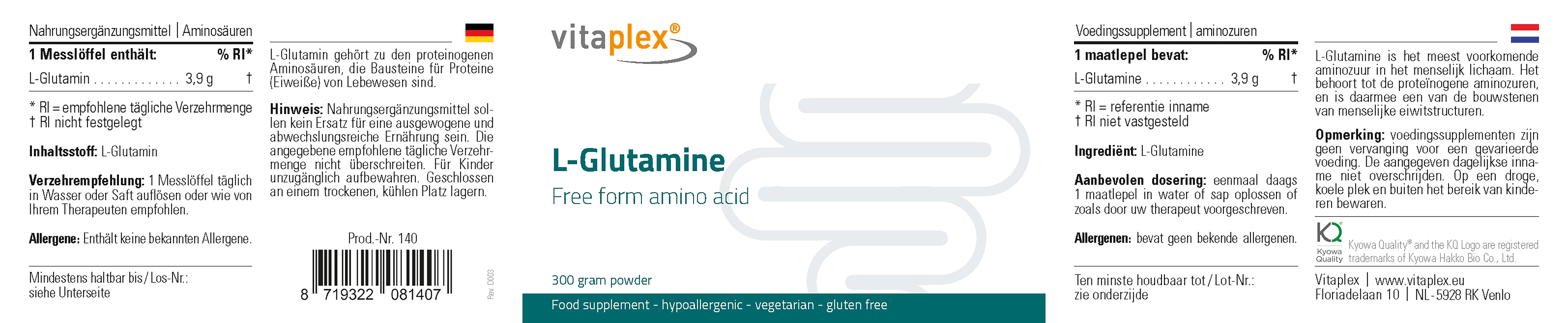 L-Glutamine 300 g powder 