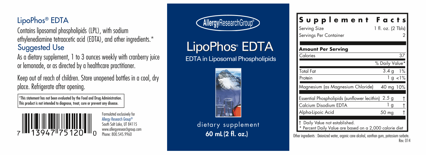 LipoPhos EDTA Liposomal Phospholipids 