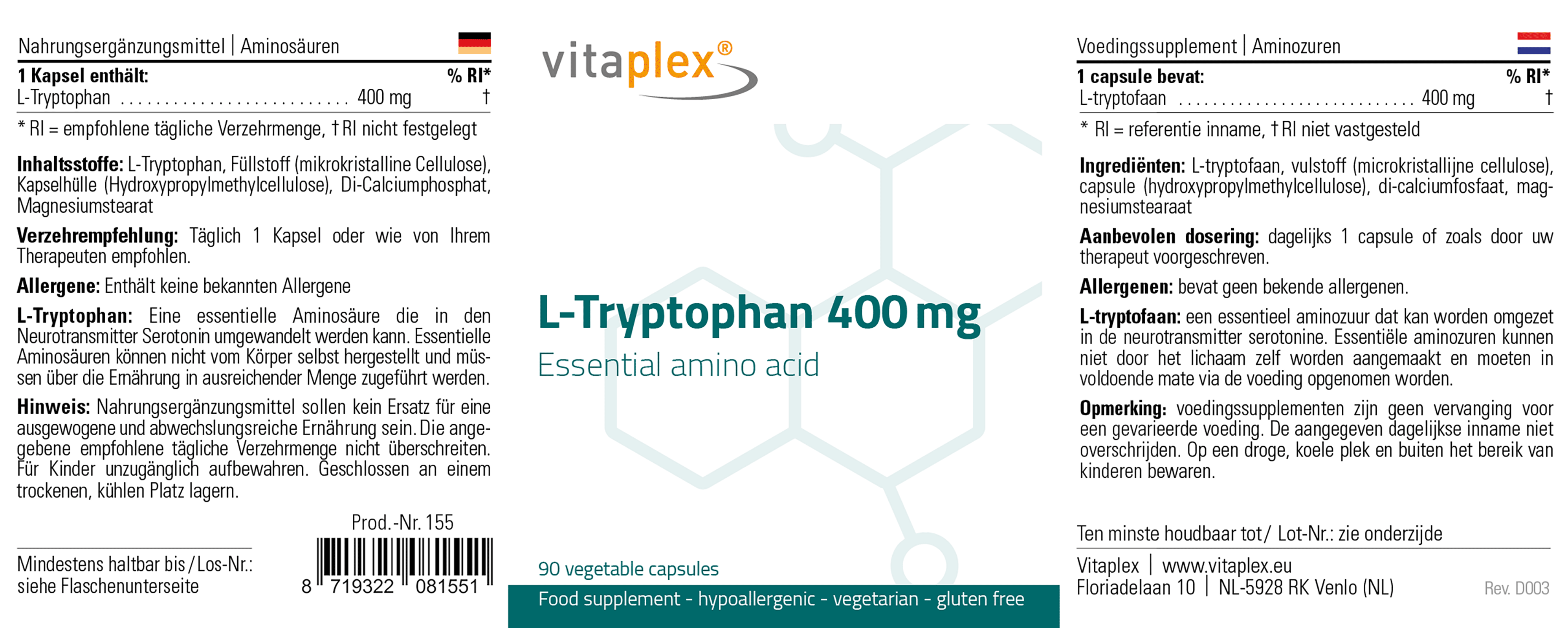 L-Tryptophan 400 mg 