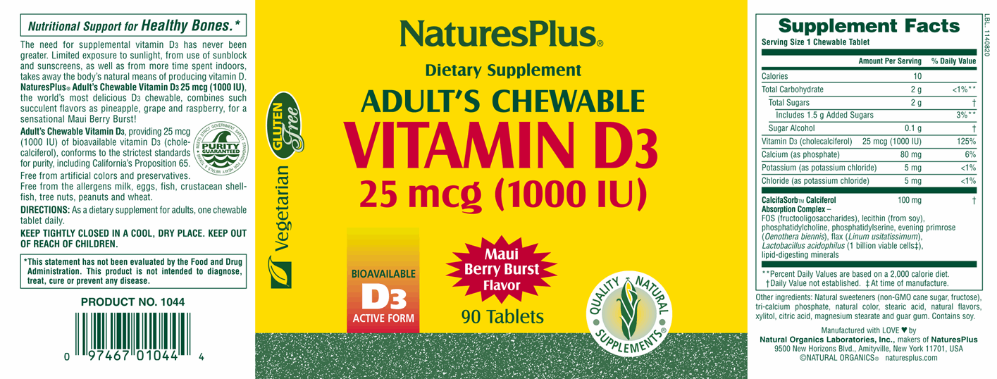 Vitamin D3 1000 IU tablets 