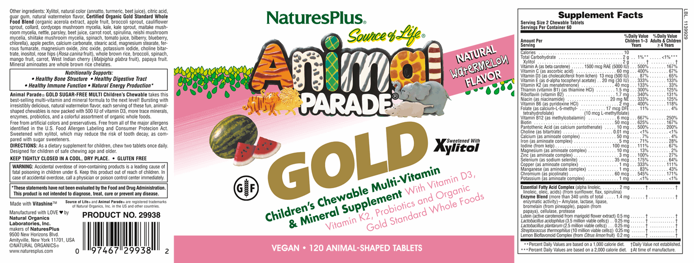 Animal Parade® GOLD Multivitamin watermelon flavor 