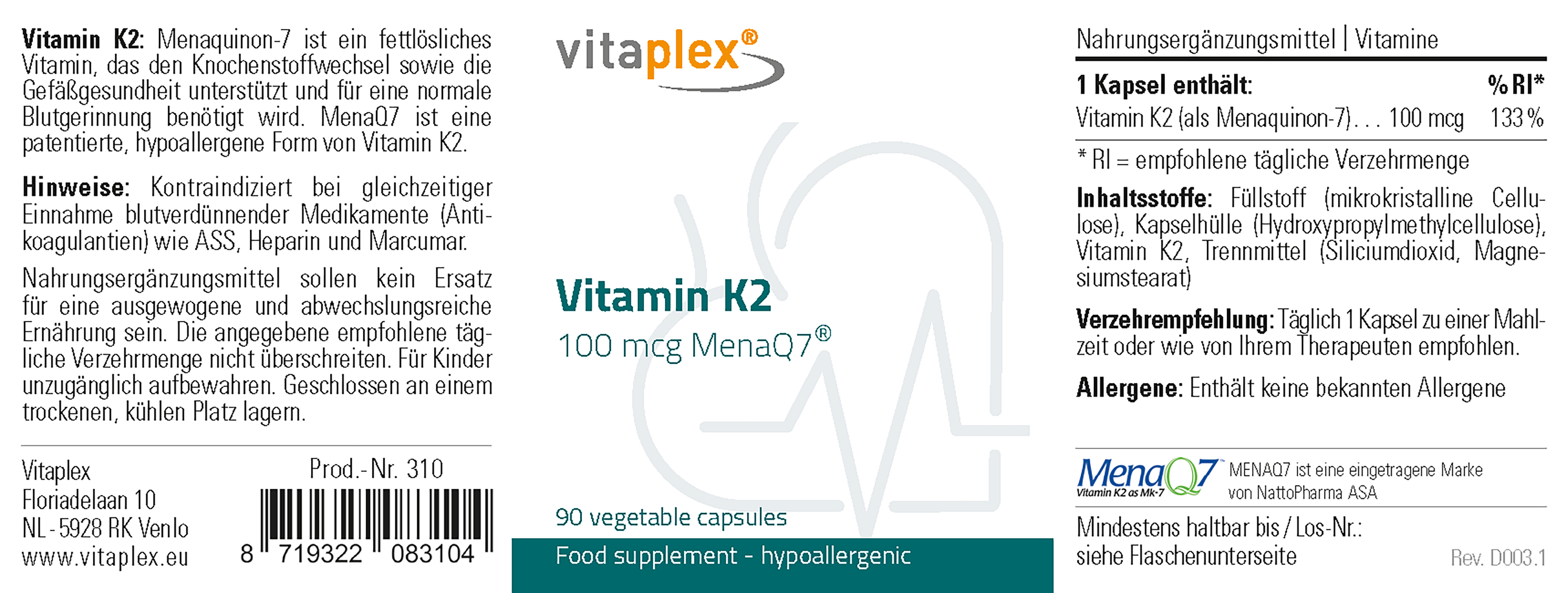 Vitamin K2 100 mcg 